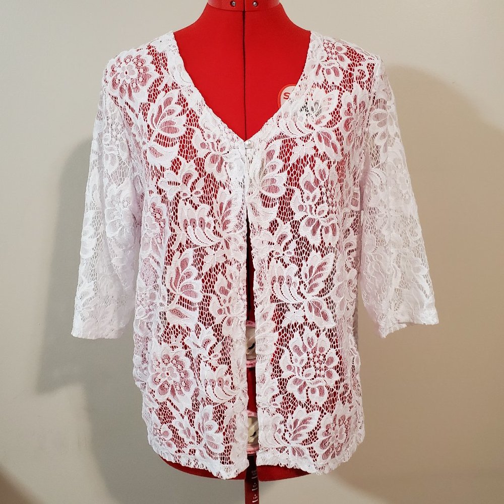 “Bon Worth” White Lace Cardigan – Size XSP